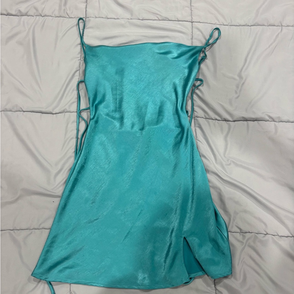 Princess Polly Turquoise Satin Dress